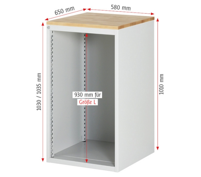 Schubladenschrank L7.5, B580xT650xH1035mm, B-Top-25mm, 5xSchublade-TA
