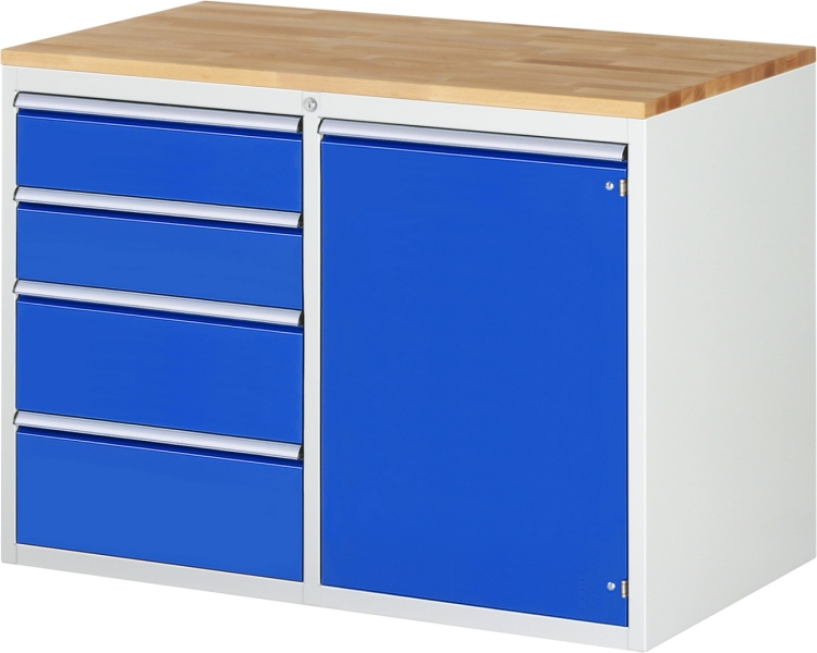 Schubladenschrank LL5.20.12, B1145xT650xH825mm, B-Top-25mm, 4xSchublade-TA,1xTür
