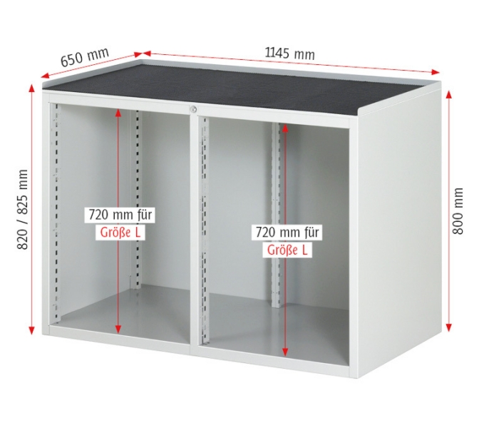 Schubladenschrank LL5.9.9, B1145xT650xH825mm, B-Top-25mm, 12xSchublade-TA