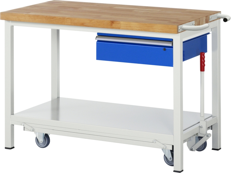 Werkbank mit Fahrgestell 8001, B1250xT700xH880mm, 1xSchublade-TA