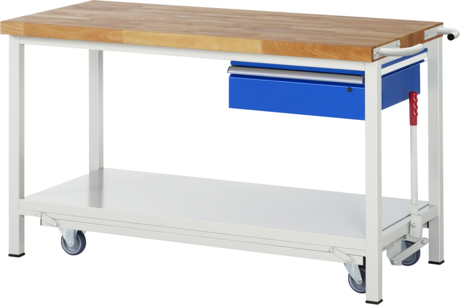 Werkbank mit Fahrgestell 8001, B1500xT700xH880mm, 1xSchublade-TA