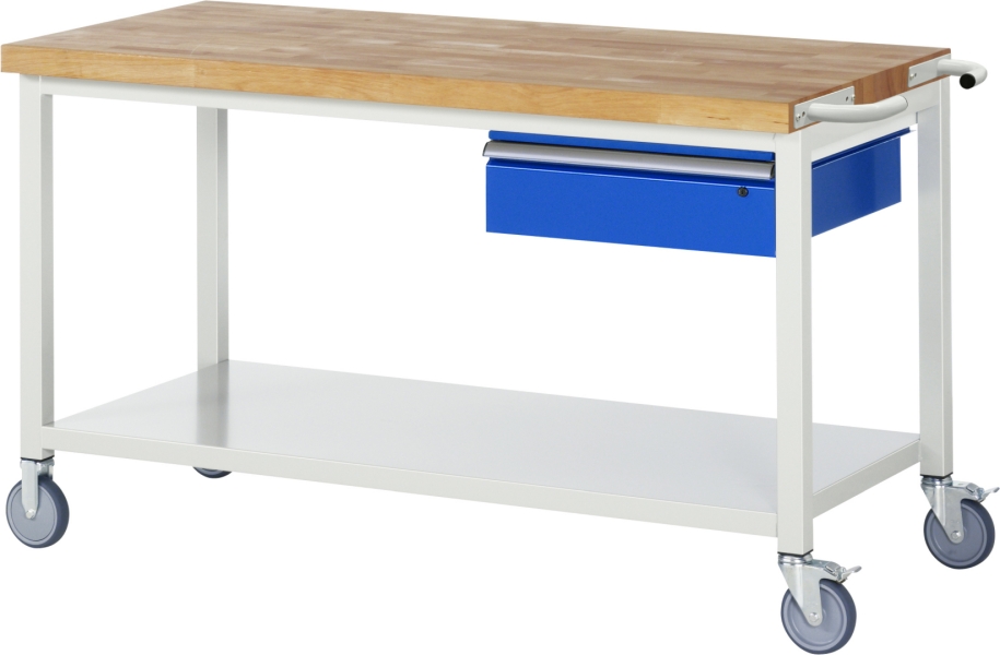 Fahrbare Werkbank 8001, B1500xT700xH880mm, Ablageboden-MT, 1xSchublade-TA