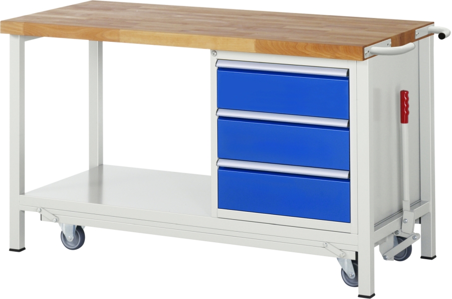 Werkbank mit Fahrgestell 8157, B1500xT700xH880mm, 3xSchublade-TA