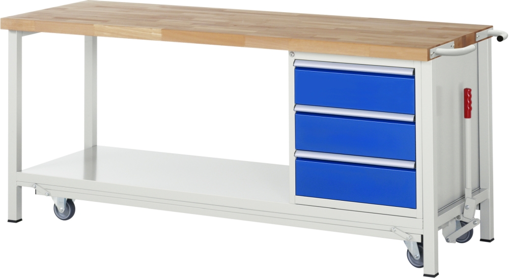 Werkbank mit Fahrgestell 8157, B2000xT700xH880mm, 3xSchublade-TA