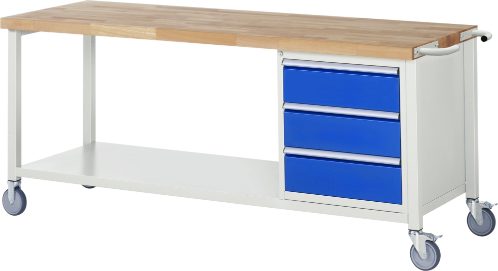 Fahrbare Werkbank 8157, B2000xT700xH880mm, 3xSchublade-TA