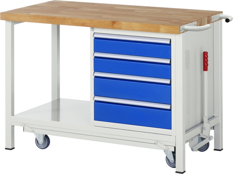 Werkbank mit Fahrgestell 8162, B1250xT700xH880mm, 4xSchublade-TA