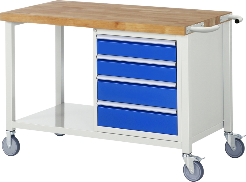 Fahrbare Werkbank 8162, B1250xT700xH880mm, 4xSchublade-TA