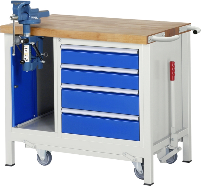 Werkbank mit Fahrgestell 8185, B1000xT700xH880mm, 4xSchublade-TA, 1xSSK