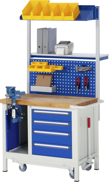 Werkbank mit Fahrgestell 8185, B1000xT700xH880mm, 4xSchublade-TA, 1xSSK