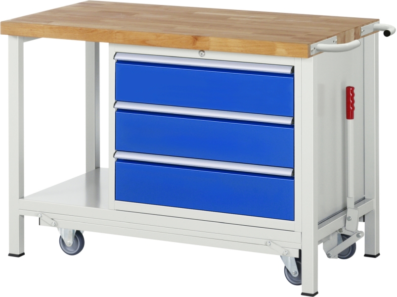 Werkbank mit Fahrgestell 8257, B1250xT700xH880mm, 3xSchublade-TA