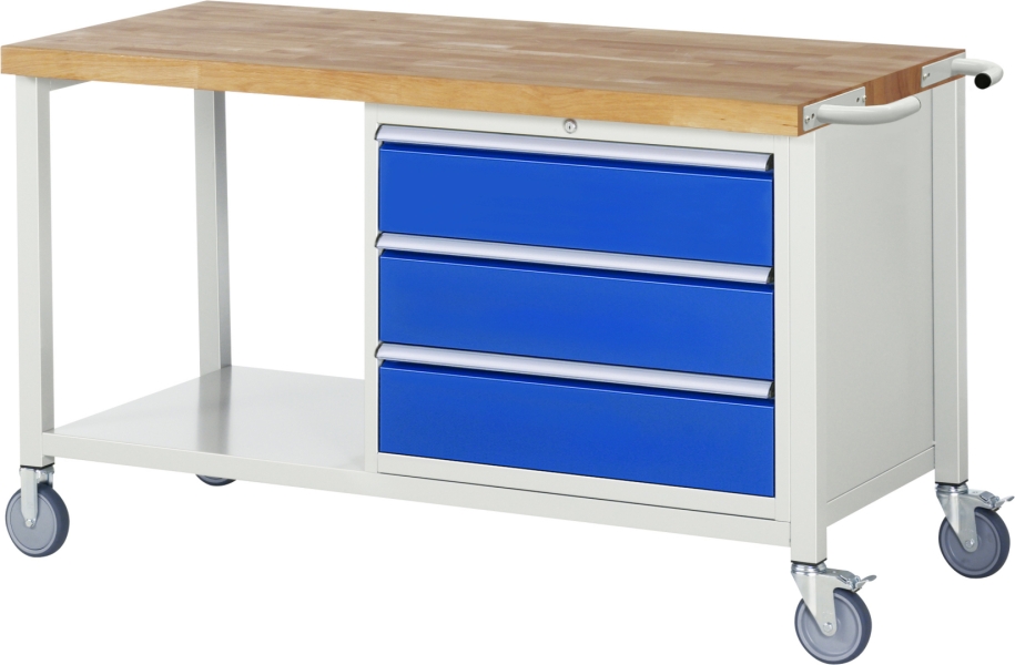 Fahrbare Werkbank 8257, B1500xT700xH880mm, 3xSchublade-TA