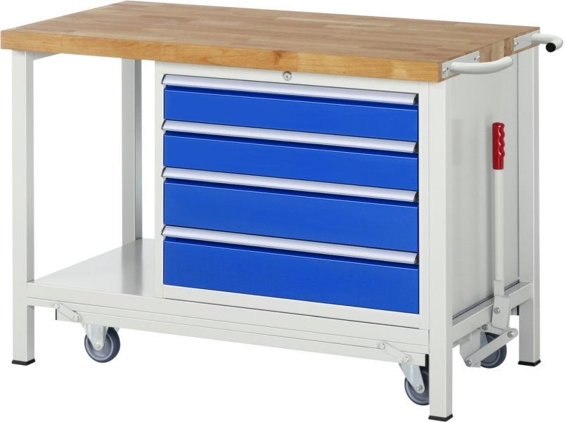 Werkbank mit Fahrgestell 8262, B1250xT700xH880mm, 4xSchublade-TA
