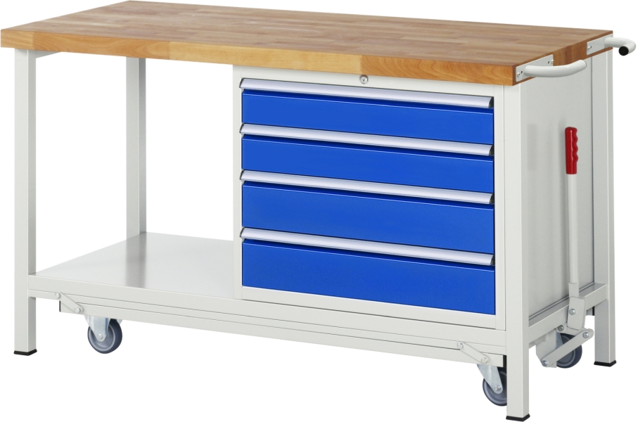 Werkbank mit Fahrgestell 8262, B1500xT700xH880mm, 4xSchublade-TA