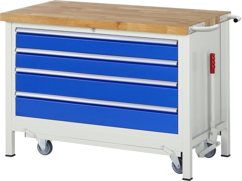 Werkbank mit Fahrgestell 8362, B1250xT700xH880mm, 4xSchublade-TA