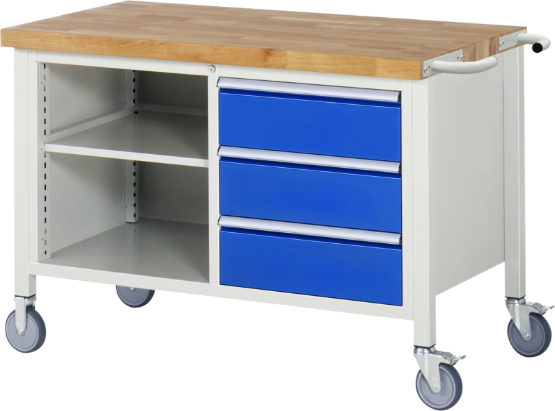 Fahrbare Werkbank 8462, B1250xT700xH880mm, 3xSchublade-TA