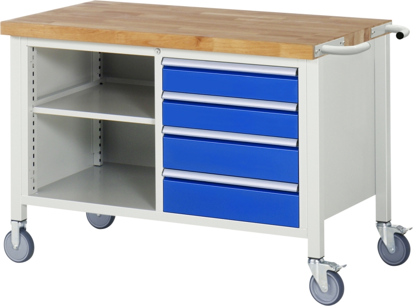 Fahrbare Werkbank 8463, B1250xT700xH880mm, 4xSchublade-TA