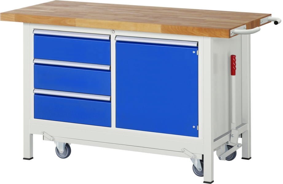 Werkbank mit Fahrgestell 8468, B1500xT700xH880mm, 3xSchublade-TA, 1xTür