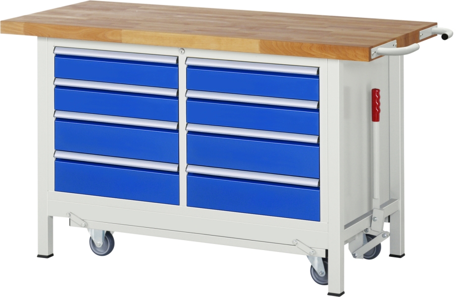 Werkbank mit Fahrgestell 8477, B1500xT700xH880mm, 8xSchublade-TA