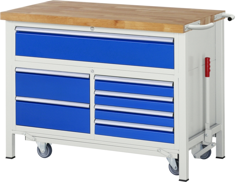 Werkbank mit Fahrgestell 8921, B1250xT700xH920mm, 7xSchublade-TA