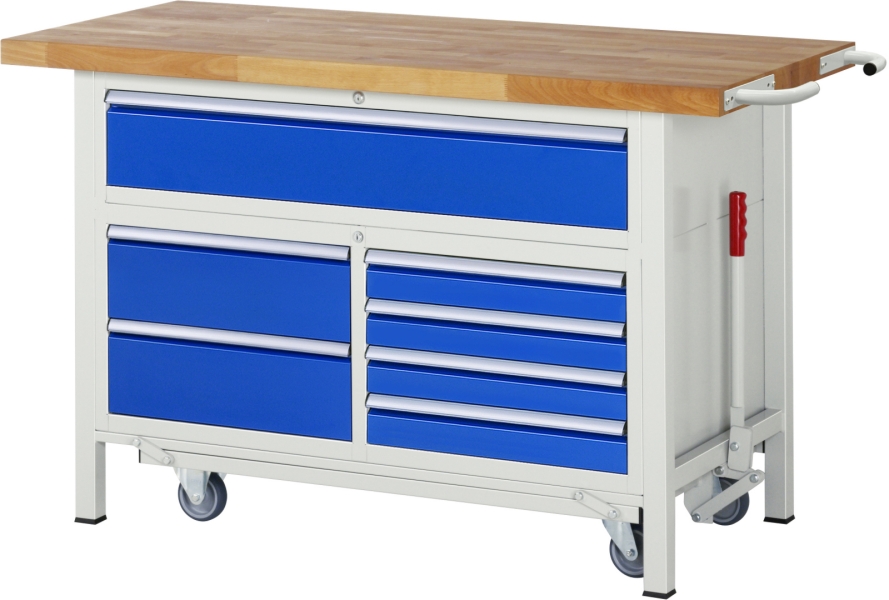 Werkbank mit Fahrgestell 8921, B1500xT700xH920mm, 7xSchublade-TA