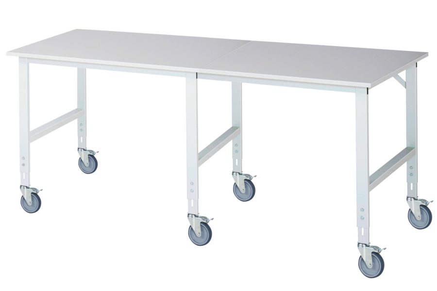 Fahrbarer Arbeitstisch (HV) Tom (6 LR), B2500xT1000xH910-1230mm, M-Platte-22mm