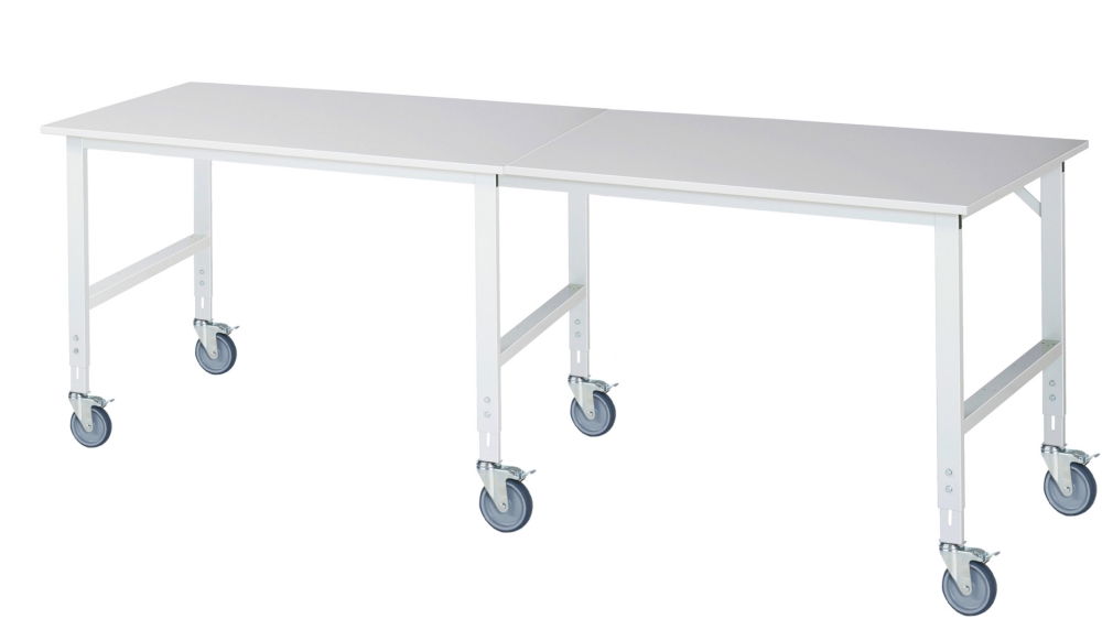 Fahrbarer Arbeitstisch (HV) Tom (6 LR), B3000xT1000xH910-1230mm, M-Platte-22mm