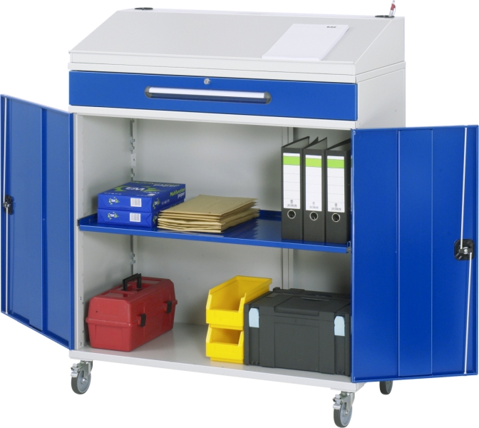 Beistellschrank Stehpult 02, B1100xT520xH1235/1345mm, mobil