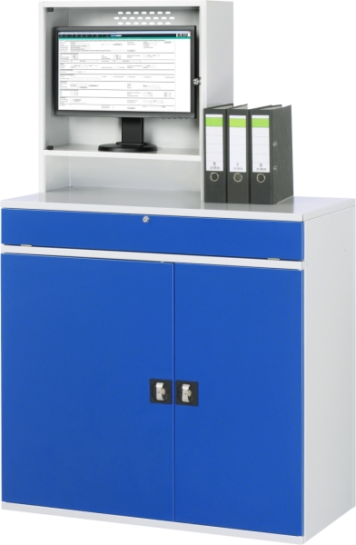 Computer-Schrank 65 mit Monitorgehäuse T250mm, B1100xT520xH1770mm, stationär
