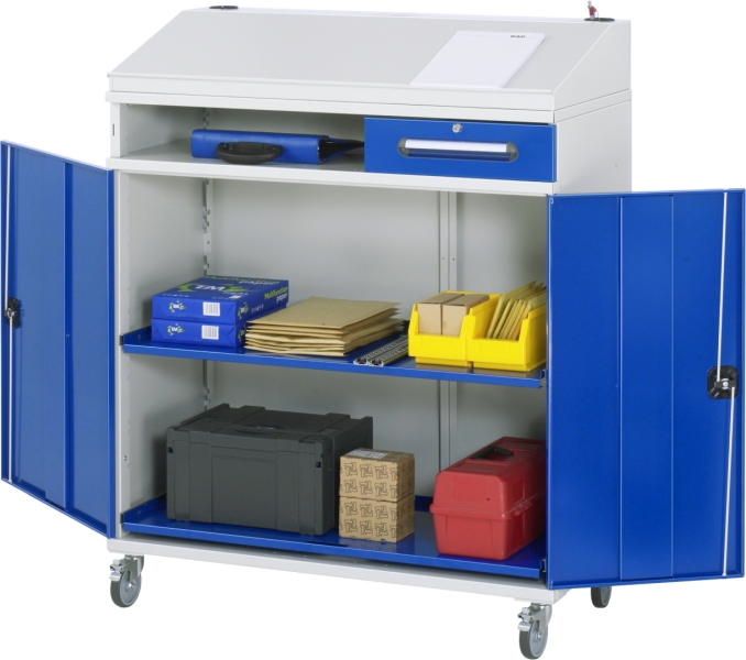 Beistellschrank Stehpult 06T, B1100xT520xH1110/1220mm, mobil