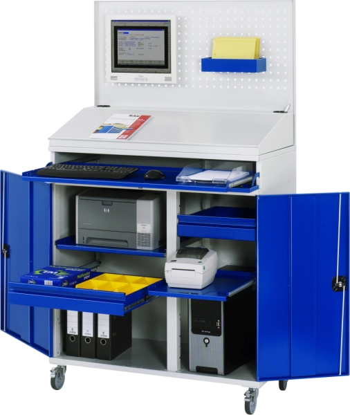 Computer-Schrank 61T, B1100xT520xH1895mm, mobil