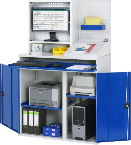 Computer-Schrank 67T mit Monitorgehäuse T250mm, B1100xT520xH1770mm, stationär