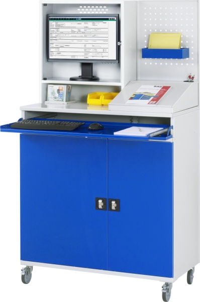 Computer-Schrank 67T mit Monitorgehäuse T250mm, B1100xT520xH1895mm, mobil