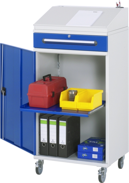 Beistellschrank Stehpult 02, B650xT520xH1235/1345mm, mobil