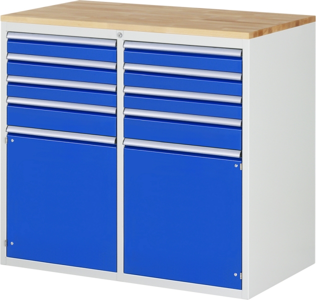 Schubladenschrank LL7.3.3, B1145xT650xH1035mm, B-Top-25mm, 8xSchublade-VA, 2xTür