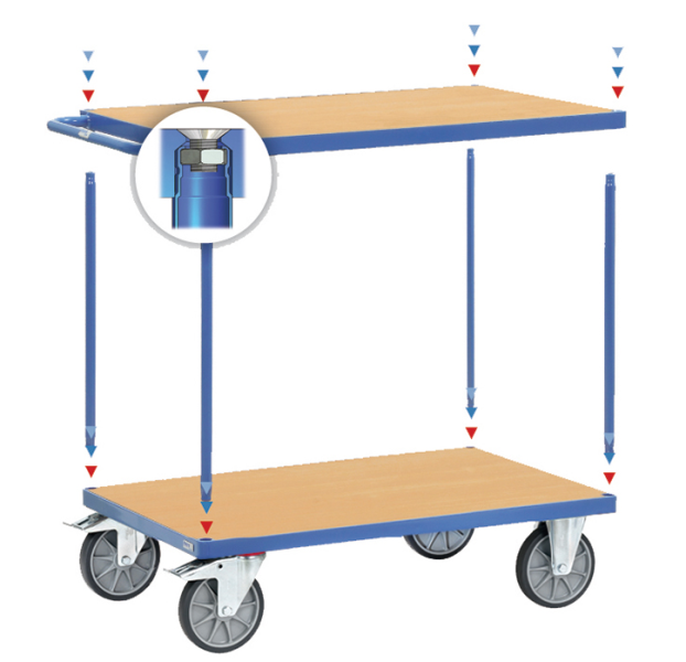 Tischwagen mit 2 Holz-Böden, 500-600 kg Tragkraft
