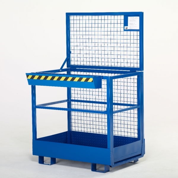 Stapler-Arbeitsbühne - Arbeitskorb, 2 Personen, Tragl. 300 kg, BxHxT 1200x1900x800 mm