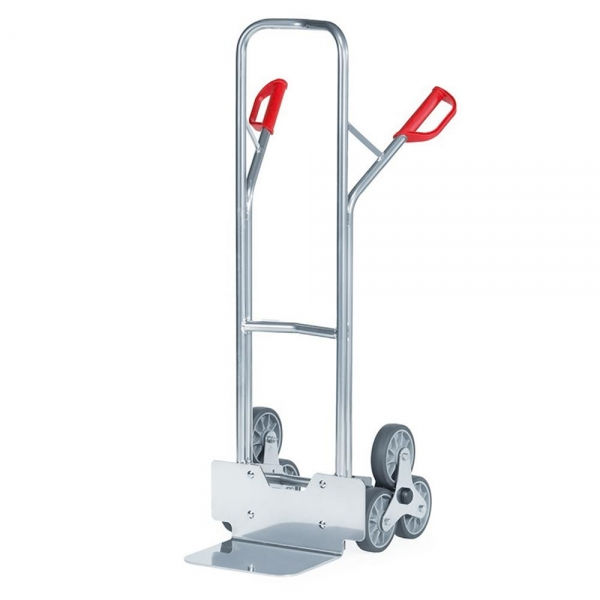 Alu-Treppenkarren, 200 kg Tragkraft, Höhe 1300 mm, dreiarmige Rad-Sterne