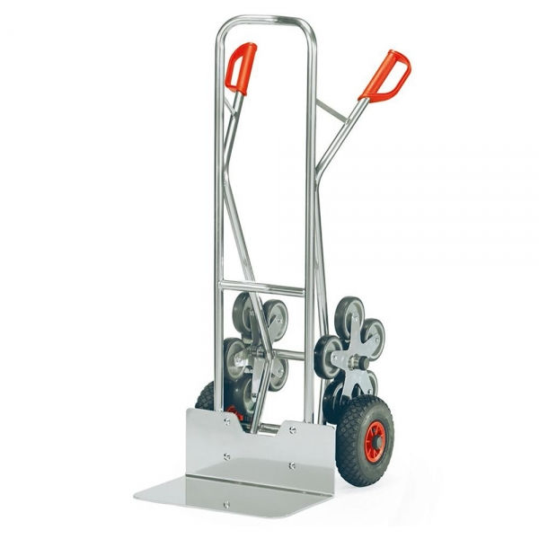Alu-Treppenkarre, 200 kg Tragkraft, fünfarmige Rad-Sterne, breite Schaufel