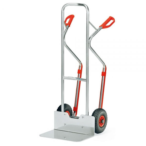 Alukarren 200 kg Tragkraft, Höhe 1300 mm, breite Schaufel, Gleitkufen