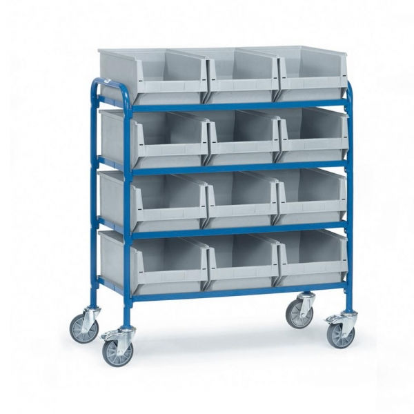 Beistellwagen 250 kg, mit 4 Böden aus Holz