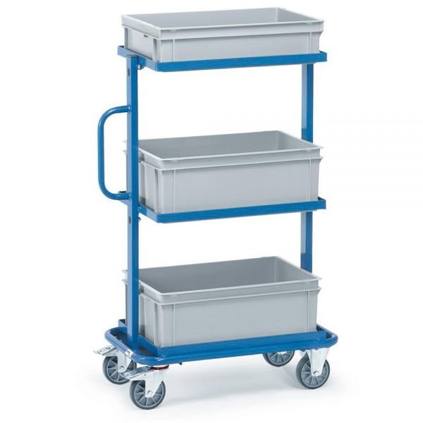 Beistellwagen 200 kg, mit offenem Rahmen und 3 Kunststoffkästen