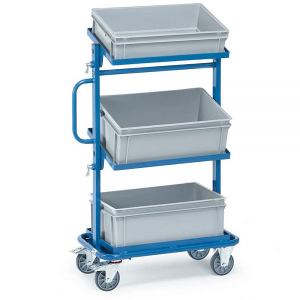 Beistellwagen 200 kg, mit offenem Rahmen und 3 Kunststoffkästen