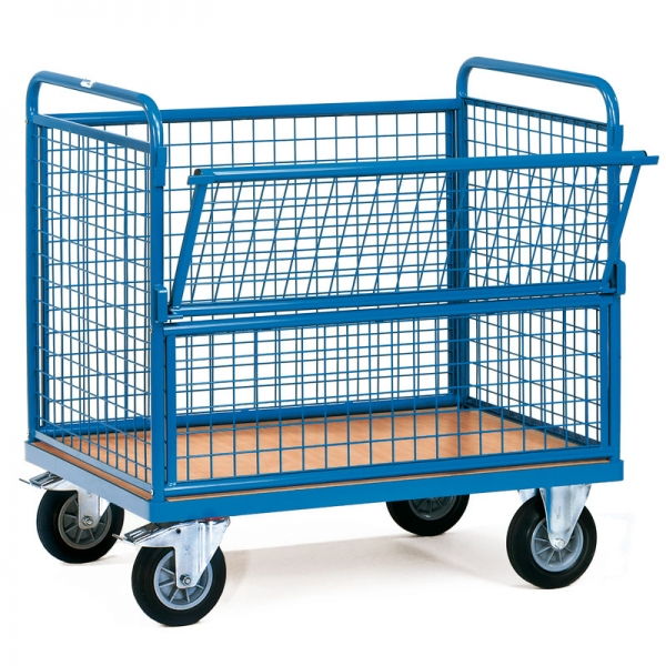 Drahtkastenwagen 600 kg, mit Wänden aus Drahtgitter 50 x 50 x 4 mm