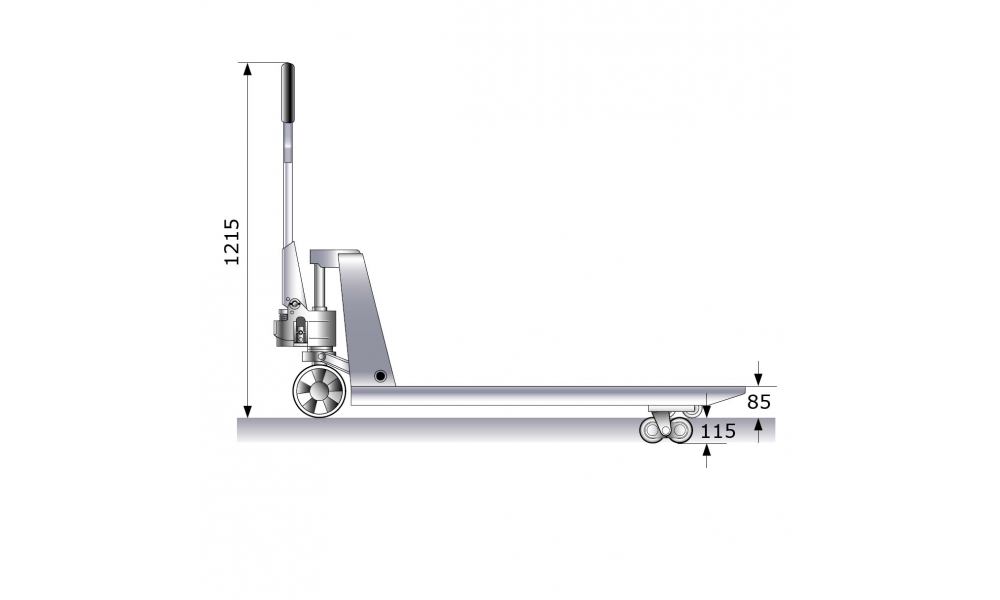 Edelstahl-Gabelhubwagen, Tragkraft 2t/2000kg, Gabel-L 1150mm, Hub 115mm-2