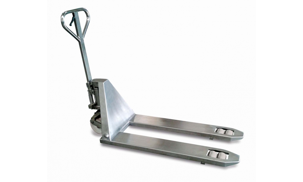 Edelstahl-Gabelhubwagen, Tragkraft 2t/2000kg, Gabel-L 1150mm, Hub 115mm
