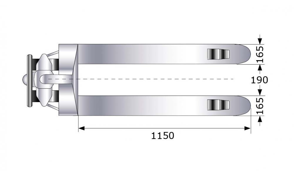 Edelstahl-Gabelhubwagen, Tragkraft 2t/2000kg, Gabel-L 1150mm, Hub 115mm-3