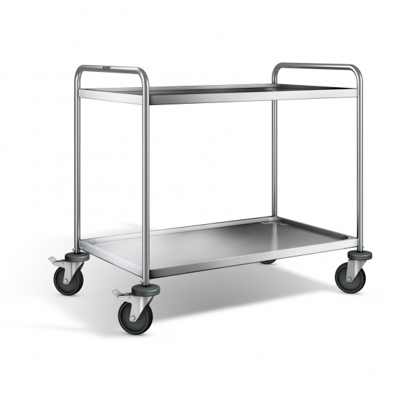 Edelstahl Servierwagen, 2 Borde, Ladefl. 1000x600mm, Tragkr. 120kg, SW 10x6-2B