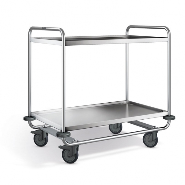 Edelstahl Servierwagen, 2 Borde, SW 10x6-5B-2