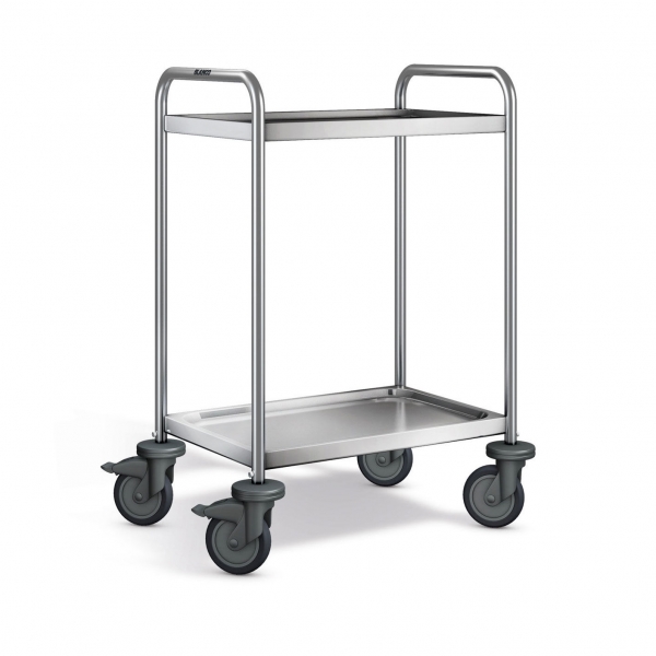 Edelstahl Servierwagen, 2 Borde, SW 6x4-2-2