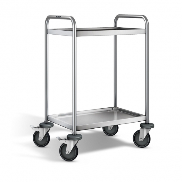 Edelstahl Servierwagen, 2 Borde, SW 6x4-2